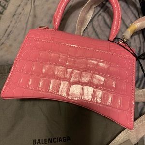 Balenciaga bag pink hourglass xs top handle